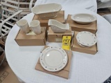 Longaberger Pottery Garland Dish, Candle Stand, Sleigh Dish, Christmas Treats Dish, Celebrate Plate,
