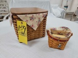 2002 Longaberger Large Sweetest Gift Sweetheart Basket & Small Matching Basket w/ Protectors,