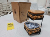 Longaberger Wrought Iron Heart to Heart Stand w/ (2) 2000 Small Century Celebration Heart Baskets