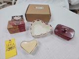 Heart Ramekin, 2004 Sweetest Heart Dish, & Small Basket w/ Candle