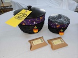 2008 Longaberger Large Cauldron Basket & Small Cauldron Basket w/ Lids, Protectors, & Liners