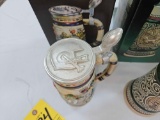 3 NIB Avon Collector's Steins - Great American Football, Sporting Stein Decanter, & Western Round Up