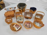 (12) Small Longaberger Baskets in Plastic Tub