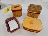 Longaberger 1994 Fathers Day Tissue Basket, 1996 Address Card Basket, 2002 Daddy Caddy Basket, &