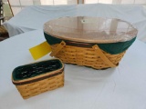 2004 Longaberger Holiday Hostess Basket w/ Small Matching Basket, Liner, Lid, & Protector