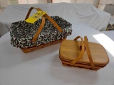 1996 Longaberger Holiday Hostess Basket & 1996 Holiday Cheer Basket w/ Liners, Protectors, & Lid