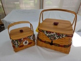 2000 Longaberger Christmas Deck The Halls 2 Pc. Basket Set w/ Liners, Lids, Protectors, &