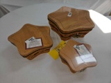 (3) Longaberger 2001 Star Shaped Holiday Baskets w/ Liners, Protectors, & Lids - 1 w/ Pottery Piece