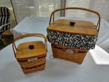 1995 Longaberger Large Holiday Hostess Basket & Holiday Cranberry Basket w/ Liners, Lids,