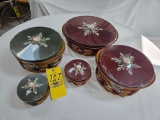 2010 Longaberger Christmas Collection 5 Pc. Falling Snow Basket Set w/ Liners, Lids, & Protectors