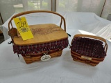 1993 Longaberger Christmas Hostess Basket w/ Matching Smaller Basket, Lid, Liners, & Protectors