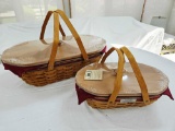 2006 Longaberger 2 Pc. Holiday Hostess Basket Set w/ Lids, Liners, & Protectors