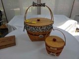 1994 Longaberger Large Christmas Hostess Sleigh Bell Basket & 1994 Jingle Bell Basket w/ Liners,