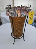 1985 Longaberger Umbrella Basket w/ Wrought Iron Umbrella Basket Stand