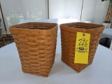 (2) Longaberger Square Baskets w/ Protectors - 1990 & 1991