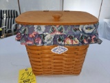 1993 Longaberger Hostess Collection Mail Basket w/ Liner, Lid, & Protector