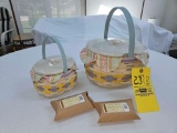 2008 Longaberger Spring Parade Large Easter Basket Set w/ Liners, Lids, & Protectors