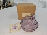 NIBs 2003 Longaberger Pottery Lavender Easter Bunny Dishes - 1 Large, 1 Small