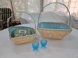 NIBs 2003 Longaberger Large & Small Whitewashed Easter Baskets w/ Liners & Protector
