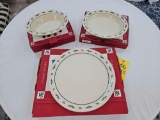 NIB Longaberger Traditional Holly Serving Bowl, Serving Platter, & Cake Plate