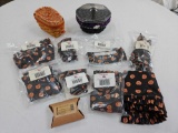 Longaberger 2009 Spider Web Basket, 1999 Candy Corn Basket and Halloween Liners