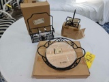 NIB Longaberger Wrought Iron Utensil Caddy, Round Server w/ Wood Insert, and Salt & Pepper Caddy