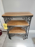 Longaberger Wrought Iron Nesting Table Set w/ Wooden Tops