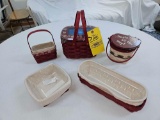 (5) Longaberger Holiday Collection Baskets w/ Liners, Lids, & Protectors