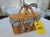 1999 Longaberger Blue Accents Cherished Memories Sweetheart Basket w/ Liner & Protector
