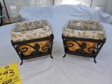 (2) 2009 Longaberger Seedling Baskets w/ Wrought Iron Stands, Liners, & Protectors