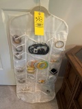 Closet storage organizer with costume jewelry - bracelets and necklaces