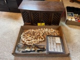Jewelry box with costume jewelry - watches, earrings, earrings, pins