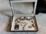 Box of sterling jewelry pieces - Navajo sterling set of earrings, rings, necklace and a bracelet