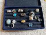 Box of costume jewelry - rings