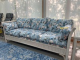 4 set of cushioned wicker furniture - Wicker couch, loveseat, chair, and ottoman