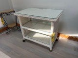 2 Wicker stands with glass tops
