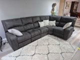 Modern Faux Leather Electric Reclining Sectional w/ Matching Ottoman