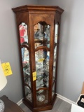 Corner wooden china cabinet with key - contents not included