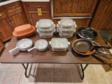 Assortment of Corning Ware Bakeware, Littonware, Skillets