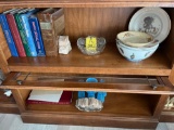 Glassware bowls and books