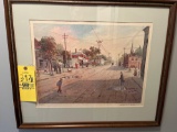 Water color painting print by Ellsworth P Smith - New Berlin downtown painting