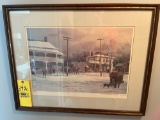 Water color painting print by Ellsworth P Smith - New Berlin wintertime painting