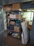 6 Ft. Metal Shelving Unit & Contents - Fold Away Table, Camp Chairs, Canes, Vacuum, Wedgewood