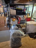 6 Ft. Metal Shelving Unit & Contents - Salem Fine China Set, Towels, Rags, Cake Plate, & Pillows