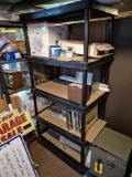 6 Ft. Plastic Shelving Unit & Contents - Records, Bread Machine, & Plastic Flamingoes