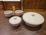 Longaberger Woven Traditions Large Casserole, Small Casserole, Pair of Large Cups