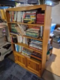 5 Ft. Solid Wood Bookcase & Contents - Books, Magazines, Readers Digest