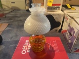 Oil lamp with a Milk glass shade