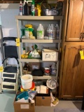 Plastic shelf with gardening materials
