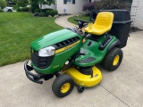 John Deere D130 Riding Mower with Bagger